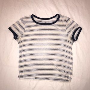 Blue and white striped t-shirt